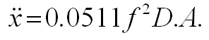 x double dot = (0.0511)(f)^2(DA)
